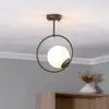 Image de Opviq Plafonnier GMN-000013 noir Abat-jour en verre à 1 lampe
