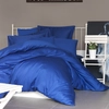 Image de Elizabed - Parure housse de couette en satin de coton bleu foncé 240x220 cm