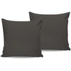 Image de Elizabed - 2 Taies d'oreiller unies en coton anthracite 60x60 cm