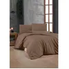 Image de Parure de lit - 1 housse de couette 220 x 240 cm + 2 taies doreiller 60 x 60 cm - 100% coton renforcé - Brun