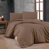 Image de En Vogue - Parure housse de couette unie marron 140x200 cm