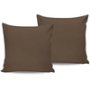 Image de En Vogue - 2 Taies d'oreiller en coton marron 60x60 cm