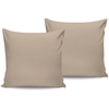 Image de En Vogue - 2 Taies d'oreiller en satin de coton beiges 60x60 cm