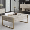 Image de Wooden Art - Table basse Luxe travertin/doré - 90x60x40 cm OS