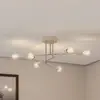 Image de Opviq Plafonnier Flower 177, blanc crème, métal, à 6 lampes
