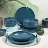 Image de Hermia Concept - Service de table en Porcelaine bleu foncé/doré - 12 pièces OS