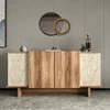 Image de Homitis - Console Diana travertin/noyer - 180x81x40 cm OS