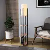 Image de Opviq Lampe sur pied Shelf, noir/cuivre, tissu, hauteur 130 cm, E27
