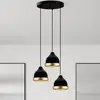 Image de Opviq Suspension Yildo, à 3 lampes, noir/doré, rond, Ø37 cm