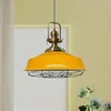 Image de bamyum Lampe suspendue Fil métallique Table à manger Ø41 cm, Suspension Vintage, Industrielle en métal E27, Jaune