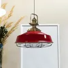 Image de bamyum Lampe suspendue Fil métallique Table à manger Ø41 cm, Suspension Vintage, Industrielle en métal E27, Rouge