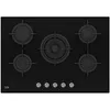 Image de TABLE DE CUISSON 5 FOYERS GAZ LARGEUR 75CM VERRE NOIR