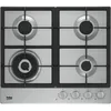 Image de Plaque de Cuisson - Table a GAZ Plaque gaz BEKO - 3 feux + 1 wok - 58x51 cm - HIAW64325SX