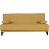 Image de Banquette convertible 3 places - LIMRA - Tissu moutarde - 2 coussins - 190 x 87 x 87 cm