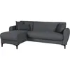 Image de Canapé dangle convertible réversible - 3 / 4 personnes - BILBAO - Coffre - 3 coussins - Tissu Gris foncé - 229 x 81 / 154 x 84 cm
