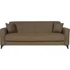Image de Canapé convertible 3 places - BERGAMO - Tissu marron - 2 coussins - coffre de rangement - 230 x 85 x 89 cm