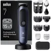 Image de Braun Kit de toilettage tout-en-un série 7, 15 en 1, ProBlade & AutoSense, 120 min, SkinGuard & Beard Fading, AquaGrip pour utilisation sous l'eau, AIO7580, conçu en Allemagne   Bleu