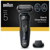Image de Braun Series 5 Rasoir électrique, Jusqu'à 50 Minutes Capuchon de Tondeuse de Précision, sans fil, Rasoir pour homme Humide et Sec, 100% Étanche, 52-N1200S, Noir