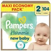 Image de Pampers Harmonie Couches Taille 2, 104 Couches, 4kg-8kg, Protection Douce De La Peau Avec 100% D’Absorption Pampers