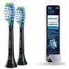 Image de Philips Sonicare Lot de 2 têtes de brosses à dents électriques soniques C3 Premium Plaque Defence, Noir (Modèle HX9042/33)