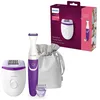 Image de Philips Coffret d'épilation Corps et Maillot 4 accessoires, avec Epilateur électrique Satinelle Essential, Tondeuse Bikini, Sabot 3mm et Pochette de luxe (modèle BRP505/00)