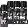Image de Axe Axe Spray Bodyspray Black Night sans sel en aluminium paquet de 3 x 150 ml
