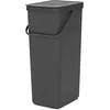 Image de Brabantia Poubelle Sort & Go 40L (Gris Foncé)   Système de tri des déchets avec poignée de transport, couvercle amovible et à ouverture permanente   Poubelle cuisine à nettoyage facile sans rebords