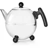 Image de Bredemeijer - Duet® Bella Ronde   Théière double paroi   1,5 litre   Acier inoxydable   Raccords noirs