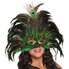 Image de Boland - Masque Peacock Queen, Accessoire de Costume | Masque paon avec plumes, sequins et lametta pour Carnaval, Halloween et soirée à thème