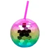 Image de Boland - Gobelet « boule à facettes » avec paille | Gobelet pour fêtes, réceptions en jardin et vaisselle de fête, capacité 600 ml