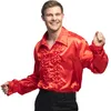 Image de Boland - Chemise disco à volants, Rouge, pour homme, déguisement, t-shirt de fête, Schlagermove, années 70, fête de thème, carnaval