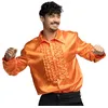 Image de Boland - Chemise disco à volants, Orange, pour hommes, déguisement, t-shirt de fête, Schlagermove, années 70, fête de thème, carnaval