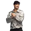Image de Boland - Chemise disco à volants, argent, hommes, costume, chemise de soirée, Schlager move, 70's, thème de soirée, carnaval, carnaval