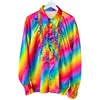Image de Boland - Chemise disco à volants, pour homme, couleurs arc-en-ciel, costume, chemise de soirée, Schlager move, 70s, soirée à thème, carnaval
