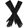 Image de Gants longs satinés noirs femme - Noir - Taille Unique
