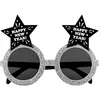 Image de Boland 13471 Lunettes de fête Happy New Year, argentées et noires, avec paillettes et étoiles, accessoire pour fête du Nouvel An, Nouvel An