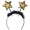 Image de Boland - Tiare étoile avec paillettes, bandeau avec plumes, coiffe, costume, carnaval, fête à thème, Nouvel An, Or