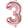 Image de Boland 22043 Ballon gonflable en forme de chiffre 3, taille 86 cm, or rose, ballon à chiffres, ballon gonflable, air, anniversaire, anniversaire d'enfant, décoration