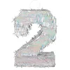 Image de Boland - Chiffres Pinata, taille 40 x 28 x 8 cm, chiffre holographique, numéro, argent, Jubilé, Anniversaire, Décoration, Jeu de fête