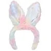Image de Boland 52372 - Diadème lapin LED, bandeau en peluche avec lumières et oreilles, accessoires lumineux pour le carnaval et les soirées à thème, costume de lapin