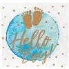 Image de 20 serviettes en papier hello boy bleu et or 33 x 33 cm baby shower - Bleu - Taille Unique