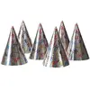 Image de 6 Chapeaux de fête holographiques étoiles - Argenté - Taille Unique