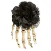Image de Boland 72270 Pince à cheveux en forme de main de squelette Noir/blanc avec fleur