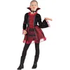 Image de Boland - Costume pour enfants Impératrice vampire, robe avec col et collier, rouge et noir, différentes tailles, carnaval, soirée à thème, Halloween