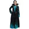 Image de Boland - Costume pour enfants Squelette Azura, longue robe avec col, squelette, déguisement, Halloween, carnaval, fête à thème,