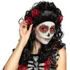 Image de Boland 85606   Perruque Catrina cheveux longs synthétiques avec fleurs, coiffure longue Dia de los Muertos, coiffure, costume, carnaval, fête à thème, Halloween
