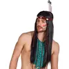 Image de Boland 85783 - Perruque Takoda indien avec bandeau à plumes - Cheveux longs et lisses - Noir - Cheveux synthétiques pour adultes - Accessoire de déguisement - Fête à thème, carnaval
