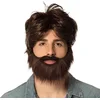 Image de Boland 86312 - Perruque Dude avec barbe, brune, coiffure synthétique, Enterrement de vie de garçon, Friends, Homme cool, Carnaval, Halloween, Fête à thème