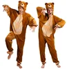 Image de Boland - Costume adulte ours, combinaison en peluche avec capuche, motif animalier, fermeture éclair, ourson, ours brun, carnaval, soirée déguisée