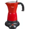 Image de Bestron Cafetière italienne électrique avec socle, Viva Italia, Pour 6 tasses à espresso : 180 ml, 480 W, Aluminium, Rouge